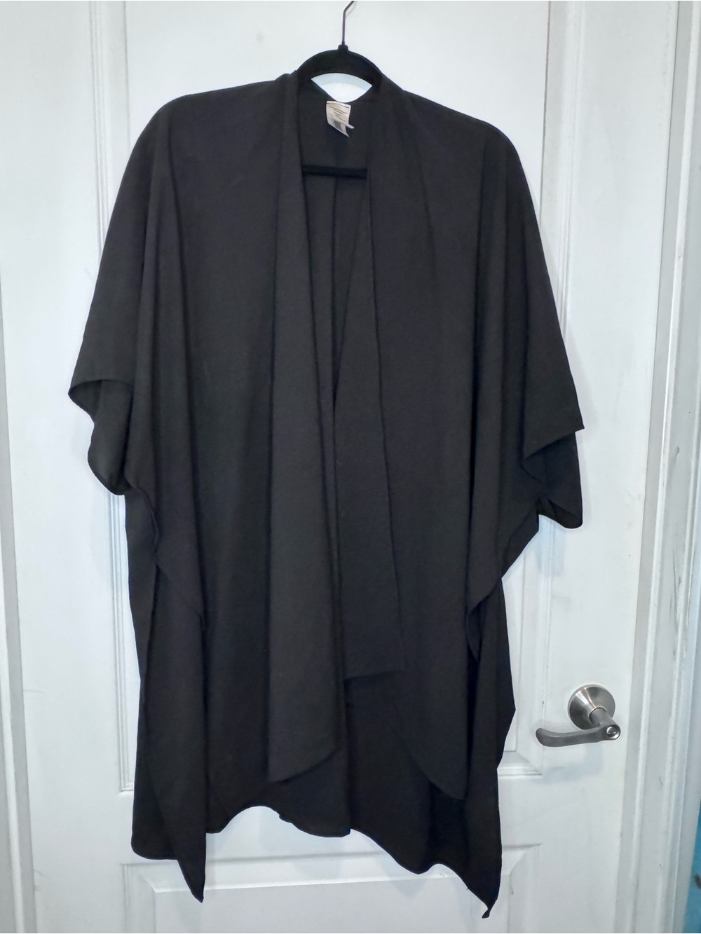 Time and Tru Solid Black Open-Front Kimono / Layering Wrap